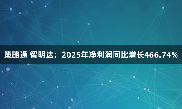 策略通 智明达：2025年净利润同比增长466.74%