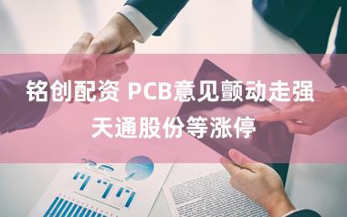 铭创配资 PCB意见颤动走强 天通股份等涨停