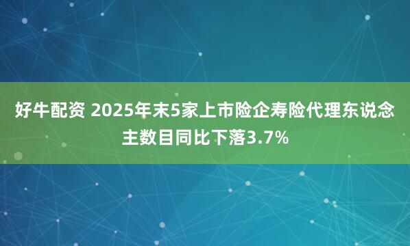 好牛配资 2025年末5家上市险企寿险代理东说念主数目同比下落3.7%