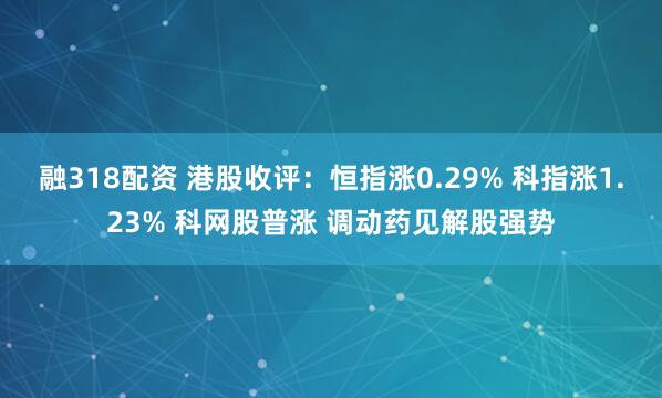 融318配资 港股收评：恒指涨0.29% 科指涨1.23% 科网股普涨 调动药见解股强势